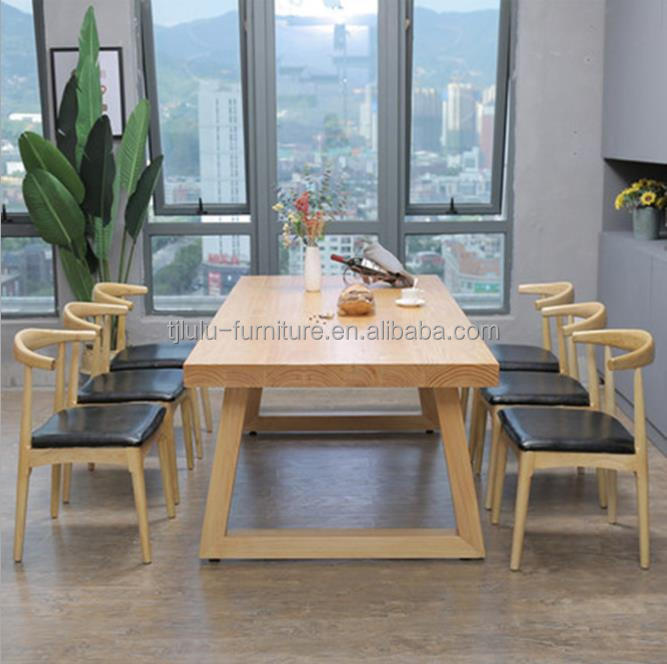 Office Building Nordic Art Assurance Customized Solid Wood Dining Table for Professional and Modern Design
