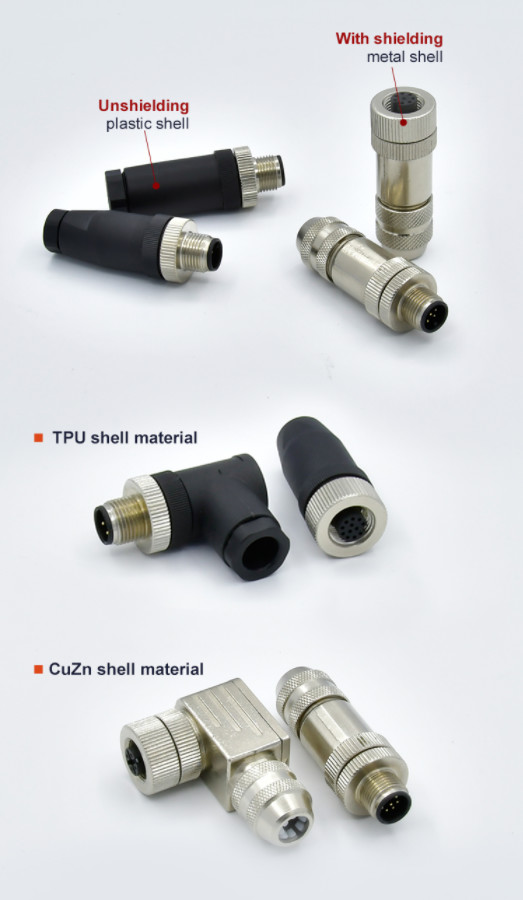 IP68 3 - 17 Pin M12 Waterproof Connector Fielded Installation Screw Plug Socket