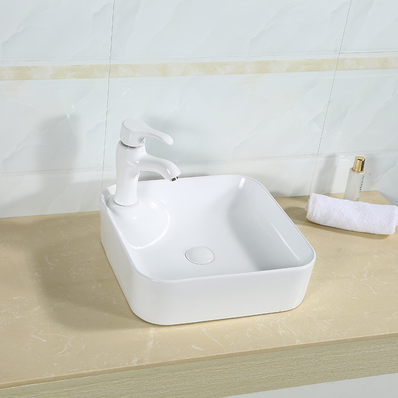 Surface Resistant Stain Scratch Washbasin Square Above Grey Counter Sink