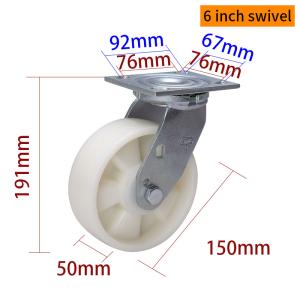 Quality 6 Inch Heavy Duty Swivel Casters 420kg Plate TPU 150mm Caster Wheels wholesale