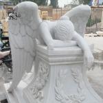 Marble Tombstone White Cemetery Crying Angel Statue Stone hand carved