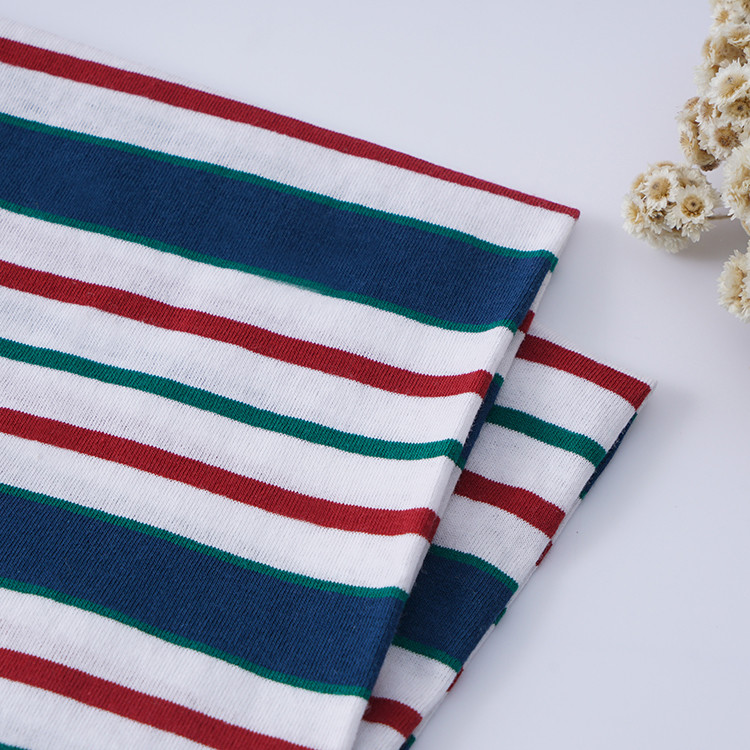 Breathable Plain Cotton Sweat Absorbent Striped Knit Fabric For T - Shirt
