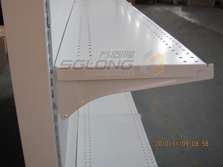White Slatwall Back Retail Gondola Shelving For Chain Shops / Convenience Store
