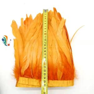 Quality Chic Dyed Rooster Coque Feather Fringe Trim with Satin Ribbon Tapes wholesale
