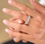 Crystal Flower Cubic Zirconia CZ Eternity Band Sterling Silver ODM