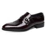 Comfortable Handcrafted Men's Dress Shoes Black Italian Monk Strap Men'S Shoes