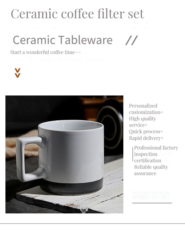 Ceramic Porcelain Coffee Cup European Classic Design Pour over Coffee Dripper Set with Mug