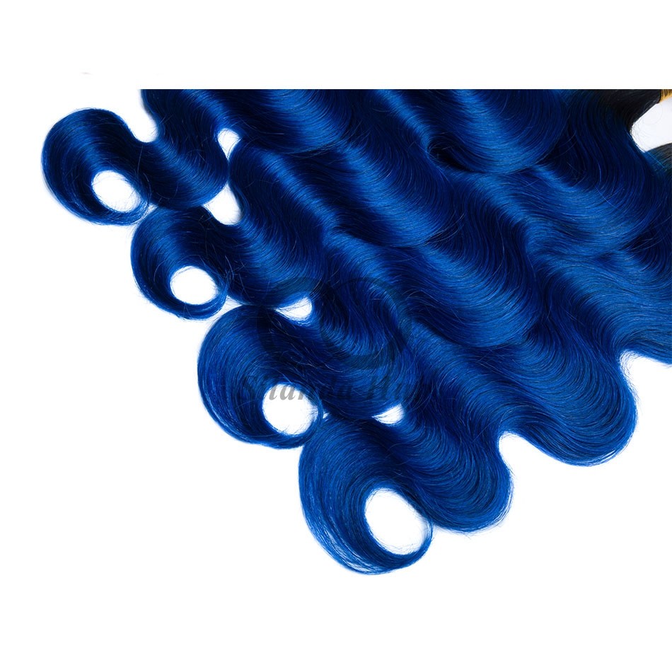 #T1B/Blue Body Wave Remy Human Hair Bundles Sew In Weave Bundles Brazilian Bundle Deals