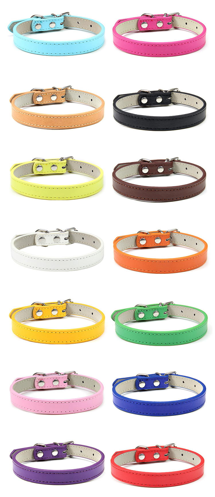 Brown Yellow Purple Pink Leather Dog Collar Personalized Leather Breakaway Cat Collar