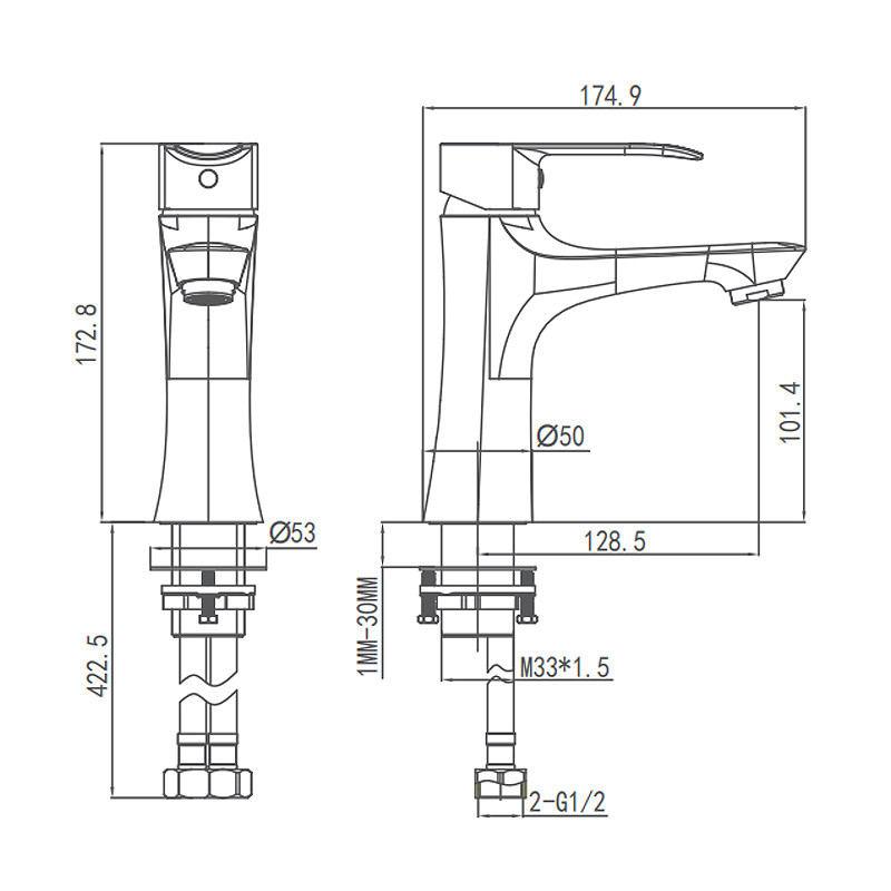 Washroom Basin Faucet High Quality One Handle Brass Chrome Water Tap Hot Cold Mixer Faucets
