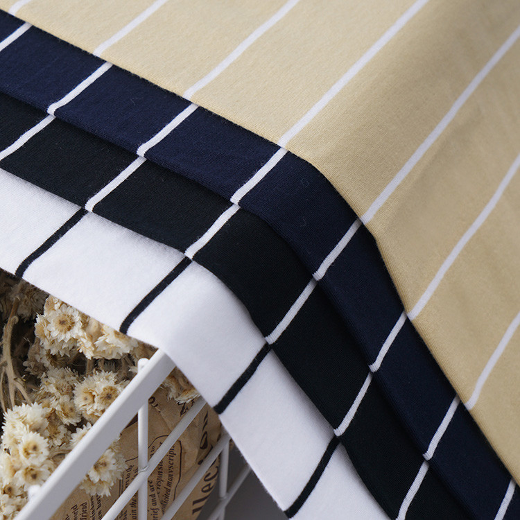 Plain Jersey 175gsm Striped Knit Cotton Fabric For Casual Wear