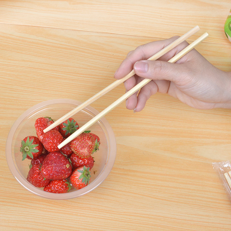 Custom disposable chopsticks round bamboo chop sticks with paper bag or plastic package tableware bag