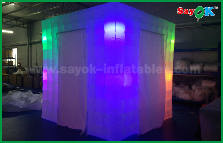 Inflatable Tent Different Color Light Inflatable Photo Booth / Portable Inflatable Cube Photobooth Tent With 2 Doors