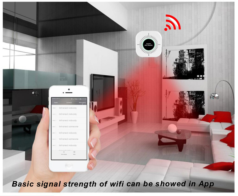 Household Mini WiFi intelligent App control burglar alarm system with 433.92 MHz