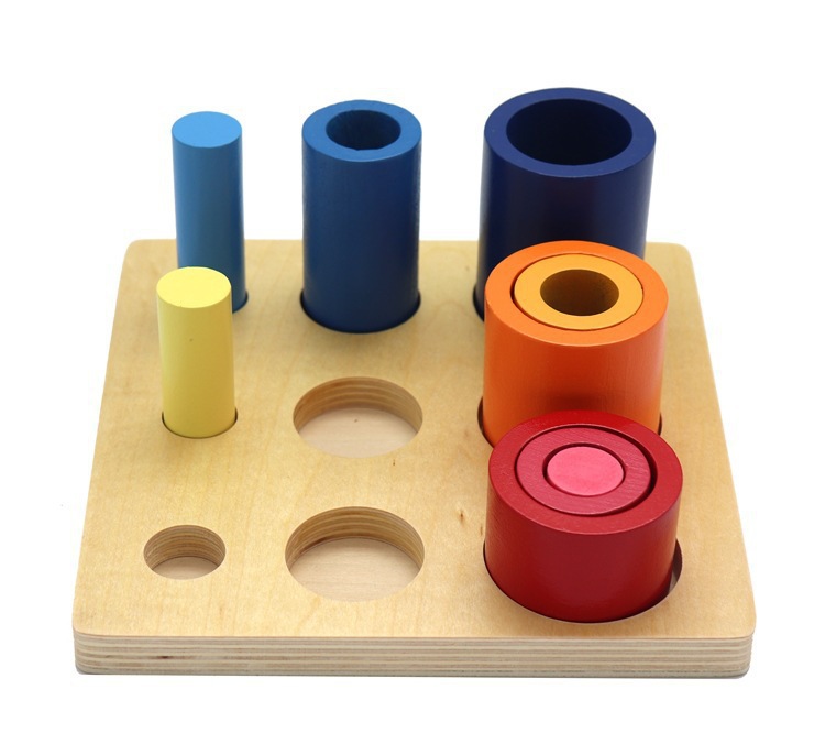 Wooden Early Education Thinking Round Block Develop Children Intelligence Baby Coordination Square Assembled Toy