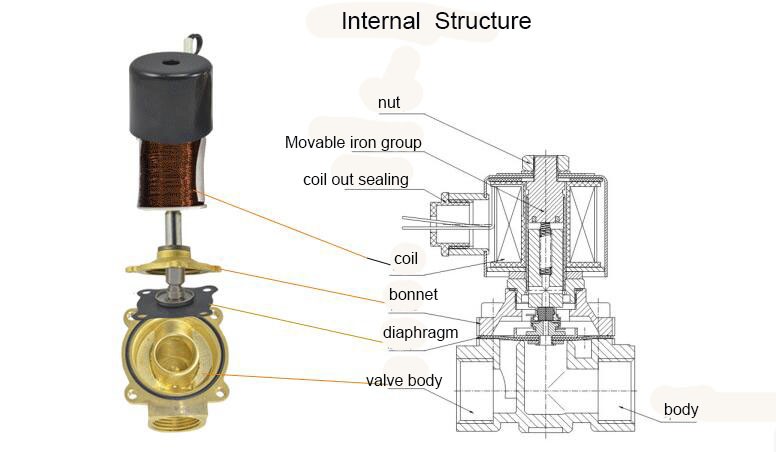 Brass Normally Closed 2w-500-50 Diaphragm 2 inch Water Solenoid Valve 220v ac