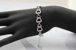 Sterling Silver Pave Clear CZ Diamonds Heart Tennis Bracelet (B03)