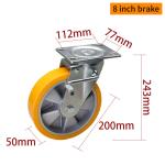 8 Inch Heavy Duty Aluminium Castor Wheels 600kg Load Plate Mount Ridgid Caster