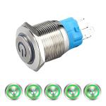 bonens 19mm Stainless Steel Momentary Self-reset 1NO Waterproof Metal Push