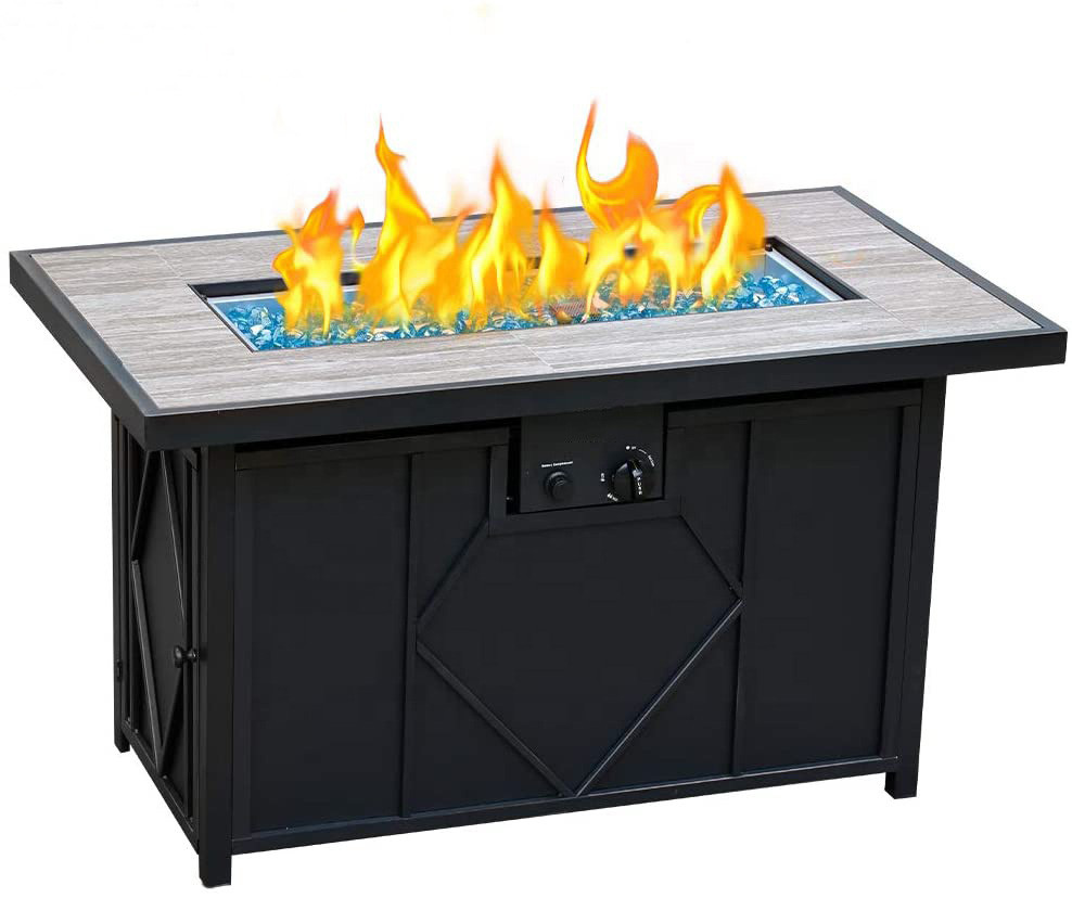 Rectangular Tabletop 42in 50,000BTU Outdoor Fire Pit Table Stove In Winter