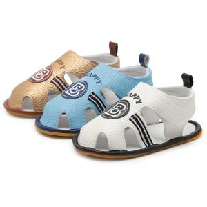 Quality Summer New style PU Leather upper rubber sole anti-slip 0-2 years prewalker baby sandals wholesale