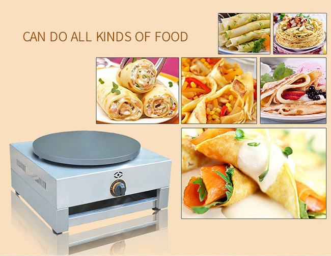 Non Stick Pancake Pan Griddle Snack Food Processing Equipment / Single Plate Gas Crepe Machine