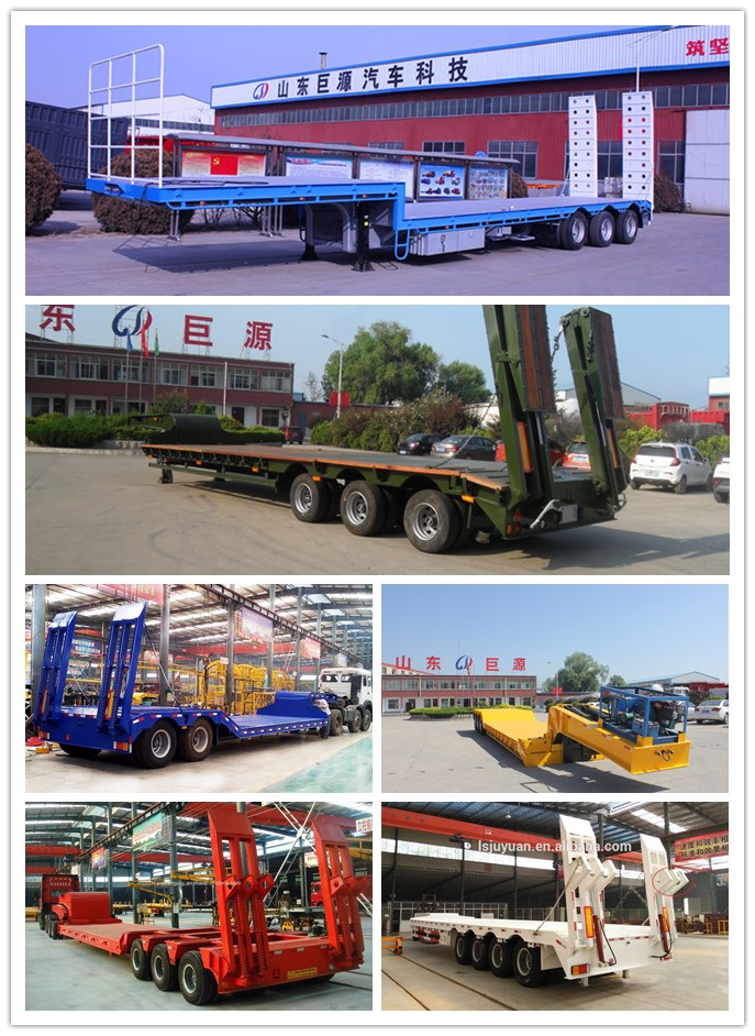 13 Tons Fuwa/BPW Axle Hydraulic Lowboy Semi Trailer for Heavy Machinery Transportation