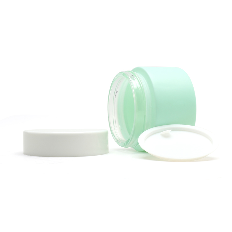 White Screw Lids Empty 50g Cosmetic Glass Jar Matte Painting