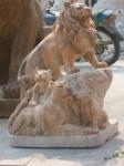 Black Outdoor 120cm Lion Statue With Ball Stone Carving Sculpture