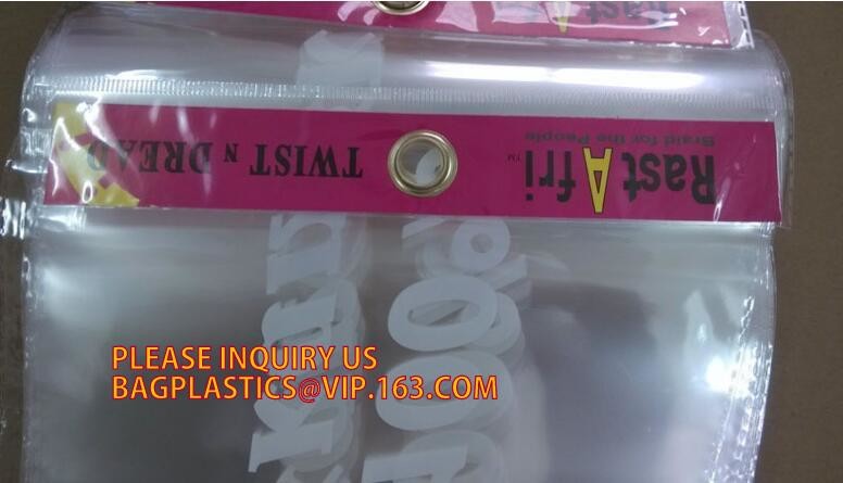 Self Seal Zip Lock Transparent Compound PP Sock bag， pp plastic zip lock bag with metal hang hole, hanger hook, frosted