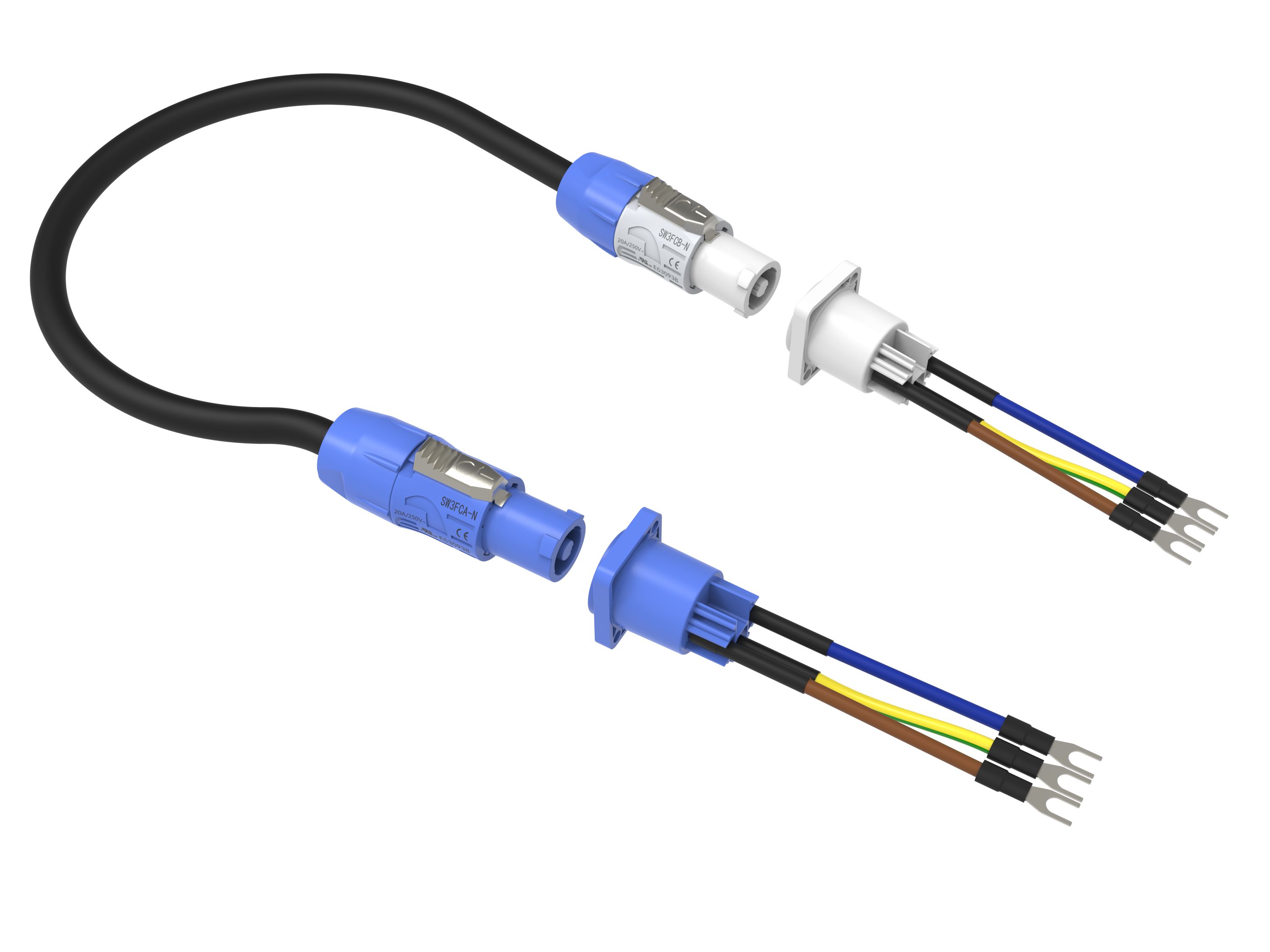 Stable Circular Power Connector 3 Pin Male Powercon for Indoor