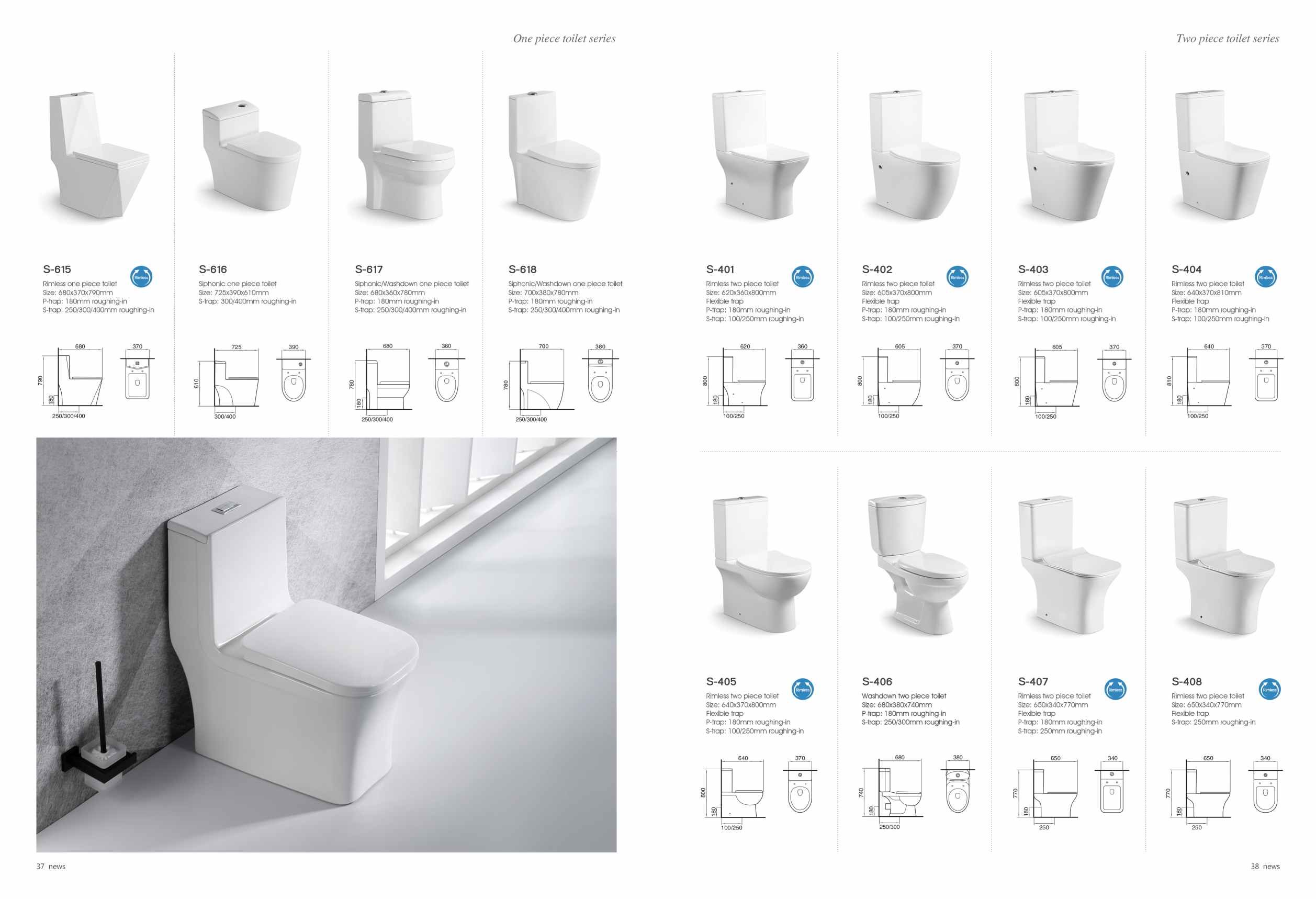 Ceramic Dual Flush Two Piece Toilet Glossy White Modern Bathroom Sanitary Ware