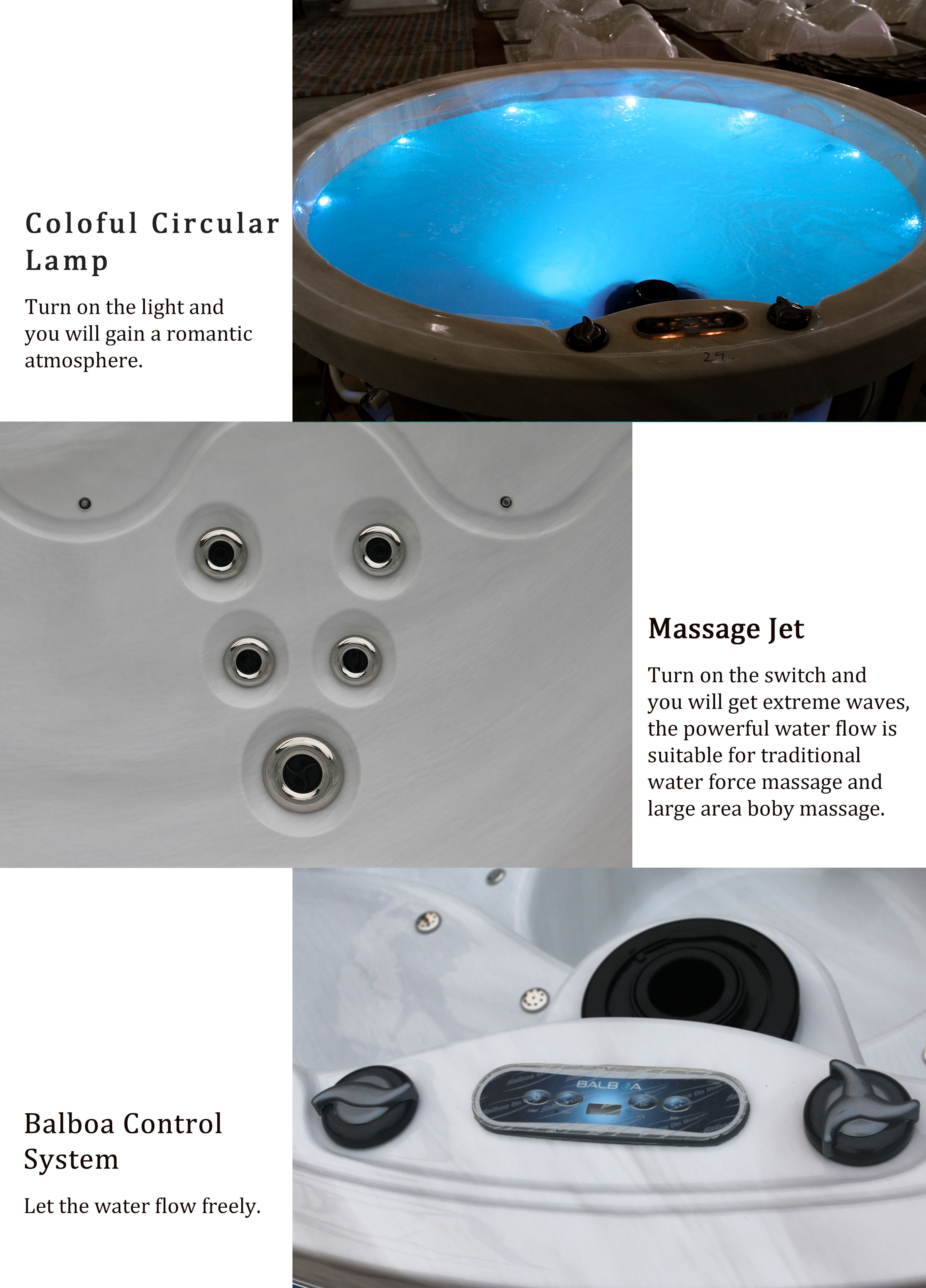 Round Hotel Whirlpool Massage Bathtub Hot Spring Spa Outdoor Hot Tubs