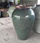 Green Archaize Glazed Round Rustic Outdoor Plant Pots