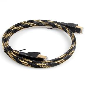 Quality Nylon Ethernet Cat7 Patch Cord Flat Black Yellow Braided High Speed wholesale