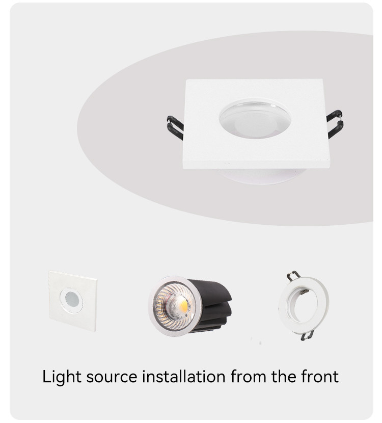 Recessed Spotlight Frame Aluminum Square Design MR16 GU10 60mm Cut-out IP65 Rated