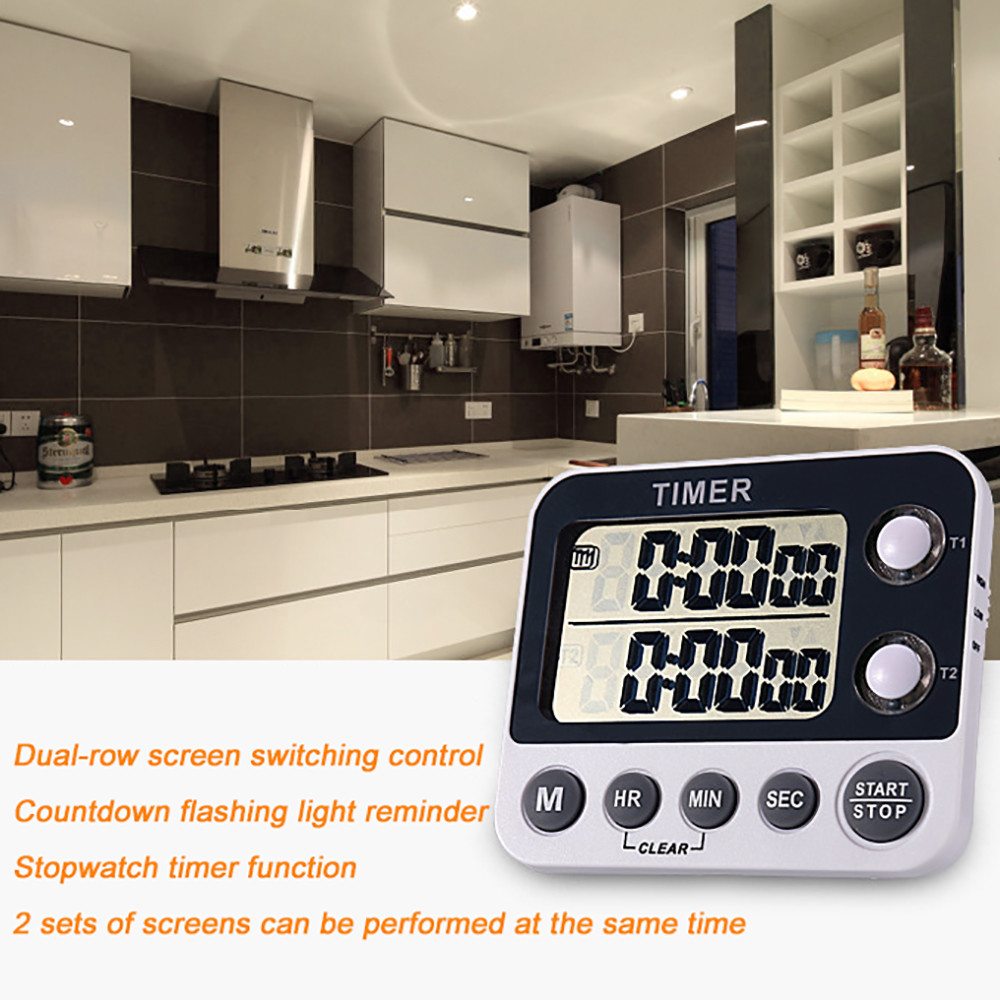 Magnetic Dual Digital Timer Cooking Countdown Timer Kitchen Baking Tools