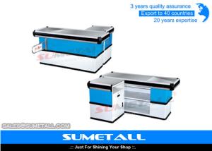 Quality Steel Retail Checkout Counter Cashier Table For Supermarket / Convenience Store wholesale