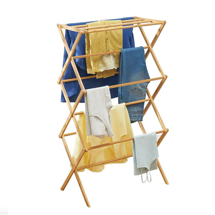 Sustainable Multifunctional Bamboo Vertical Folding Drying Rack and Versatile Storage