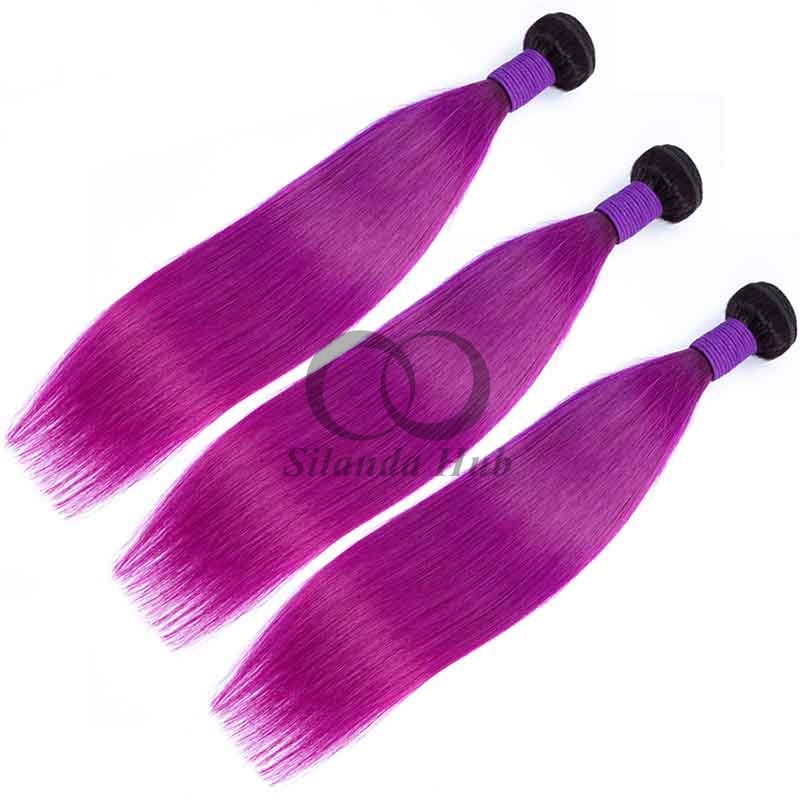 #T1B/Purple Straight Remy Human Hair Bundles Sew In Weave Bundles Brazilian Bundle Deals
