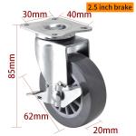 Industrial Swivel Casters 2.5 Inch 62mm Small Caster Wheels For Furniture