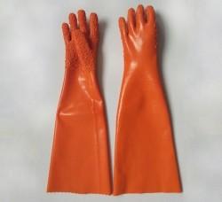 Quality Long Sleeve Oil Resistant Gloves Orange Color For Inspection / Material Handling wholesale