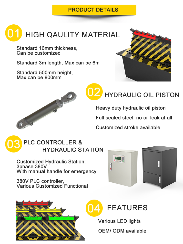Access Control Hydraulic Road Blocker Traffic Automatic Spike Systems Plate Barrier