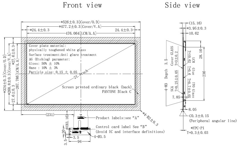 Sunlight Readable 21.5 Inch TFT LCD Display With USB Touch Screen, China Industrial TFT Display 21.5 Inch