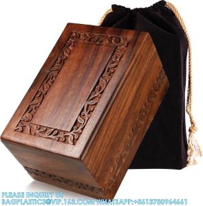 Quality Border Engraved Rosewood Cremation Urns For Human Ashes Adult Male Female - Wooden Decorative Urns Box And Casket wholesale