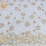 Nigerian Sparkling Sequin Lace Fabric Handmade Sewing Embroidered