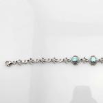 925 Silver 5x7mm Created Blue Topaz Cubic Zircon Link Tennis Bracelet (H11)