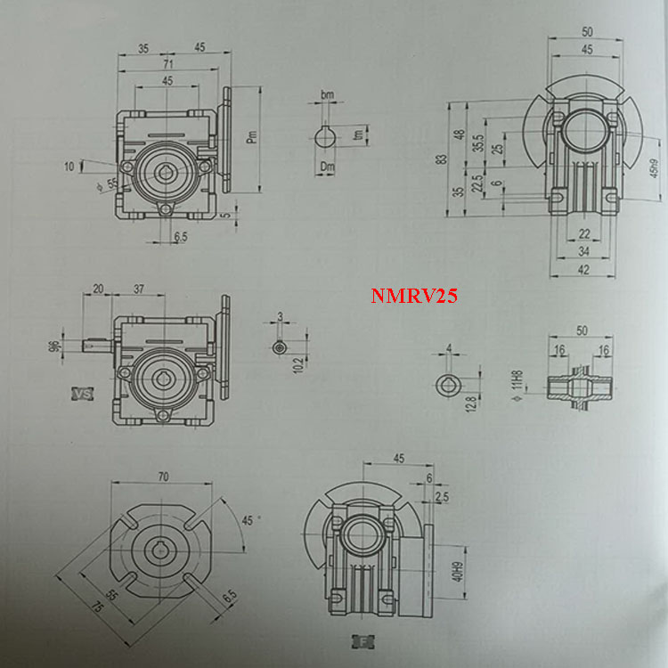 Different Ration Worm Transmission Gearbox Reducer