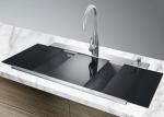 SS Plate Kitchen Sinks And Faucets Glass Cover 2 Compartment Sink