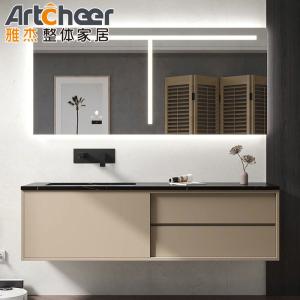 Quality Rectangle Modern Style Bathroom Cabinet Wood Luxury Vanity Set with Floor Mounted Sink wholesale